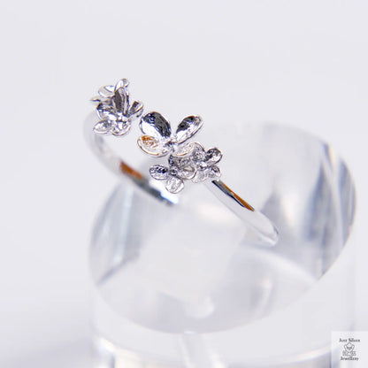 Silver Twin Flower Ring Just Silver Jewellery