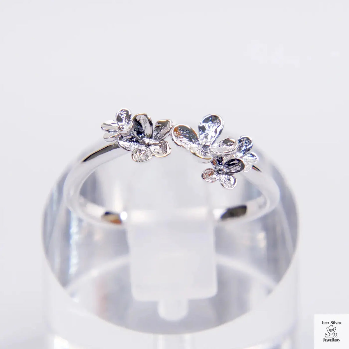Silver Twin Flower Ring Just Silver Jewellery