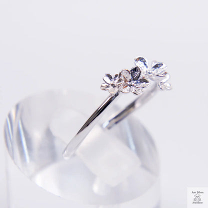 Silver Twin Flower Ring Just Silver Jewellery