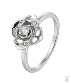 Silver Natural Zircon Flower Ring Just Silver Jewellery