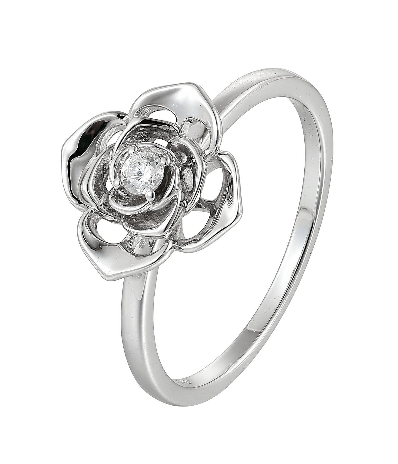 Silver Natural Zircon Flower Ring