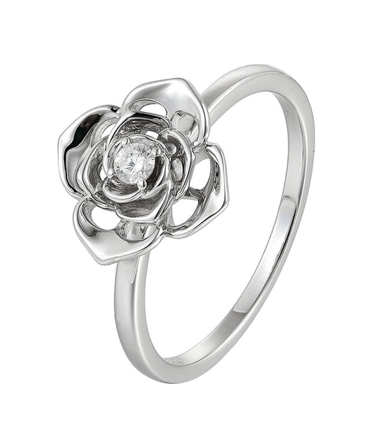 Silver Natural Zircon Flower Ring