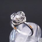 Silver Natural Zircon Flower Ring Just Silver Jewellery