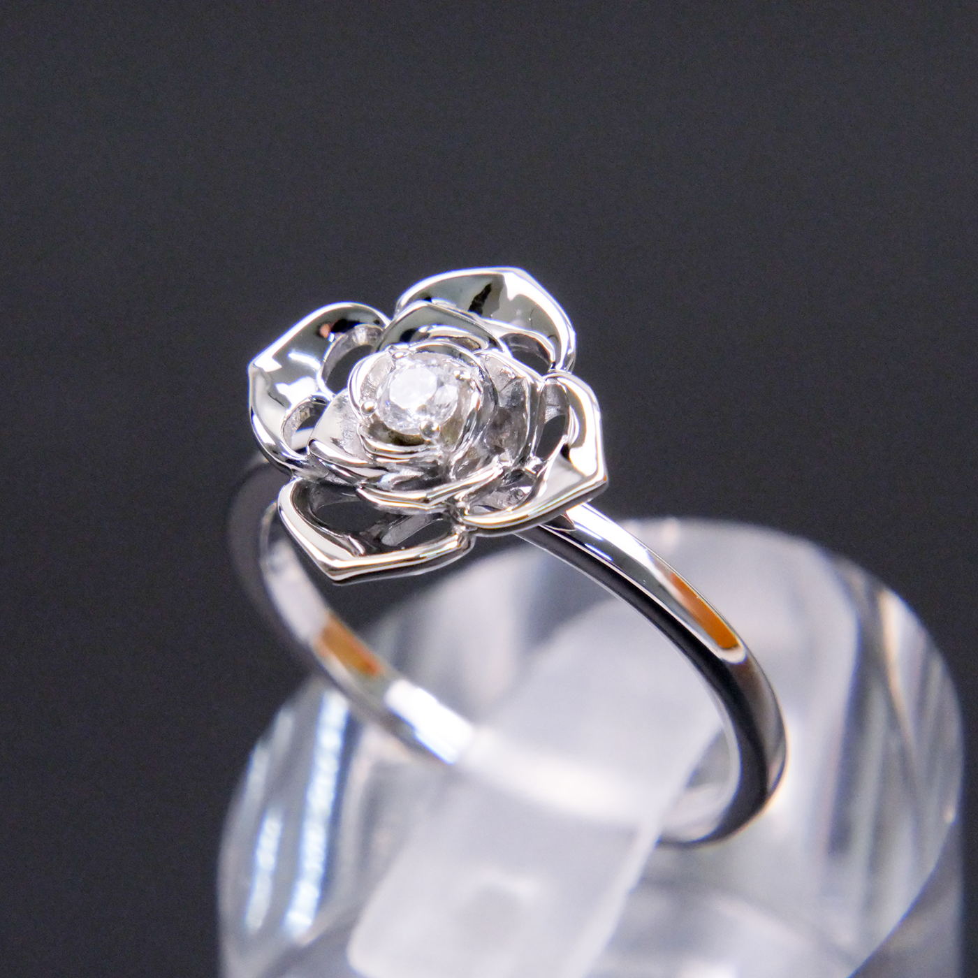 Silver Natural Zircon Flower Ring