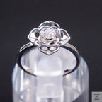Silver Natural Zircon Flower Ring Just Silver Jewellery