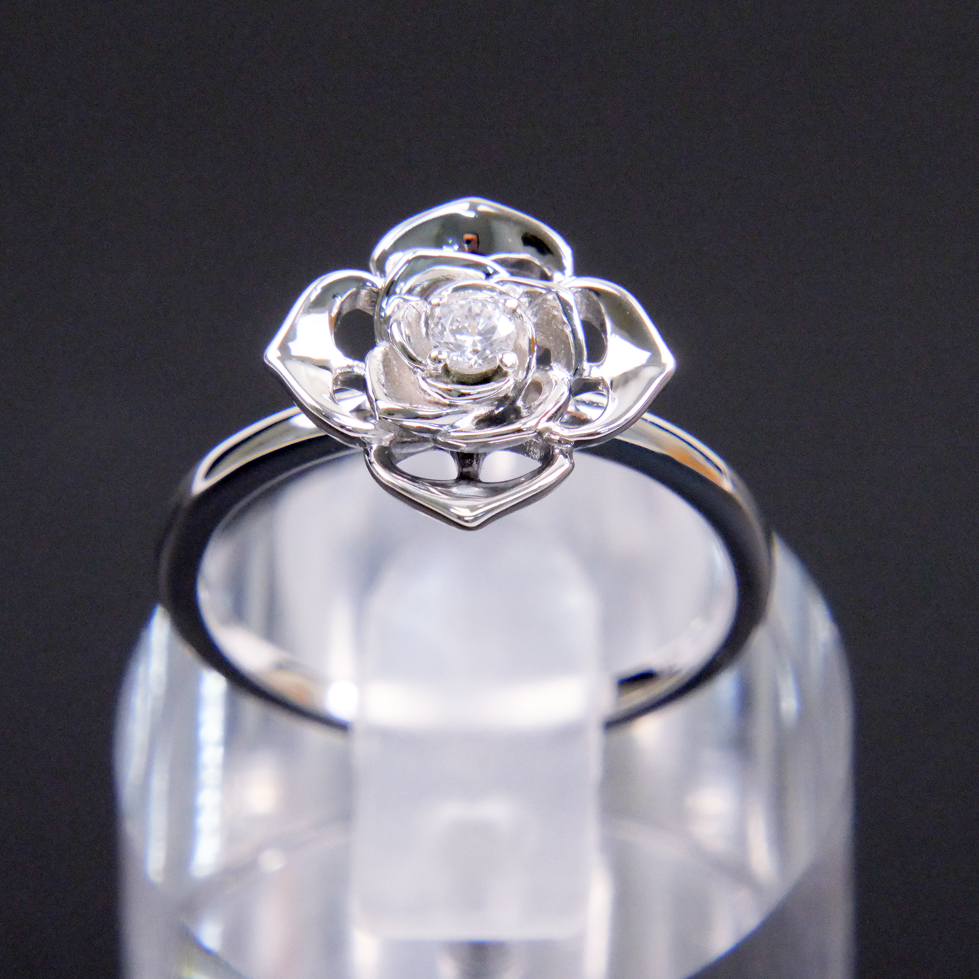 Silver Natural Zircon Flower Ring