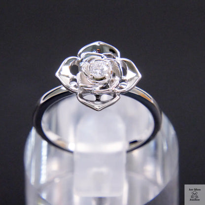 Silver Natural Zircon Flower Ring Just Silver Jewellery