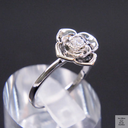 Silver Natural Zircon Flower Ring Just Silver Jewellery