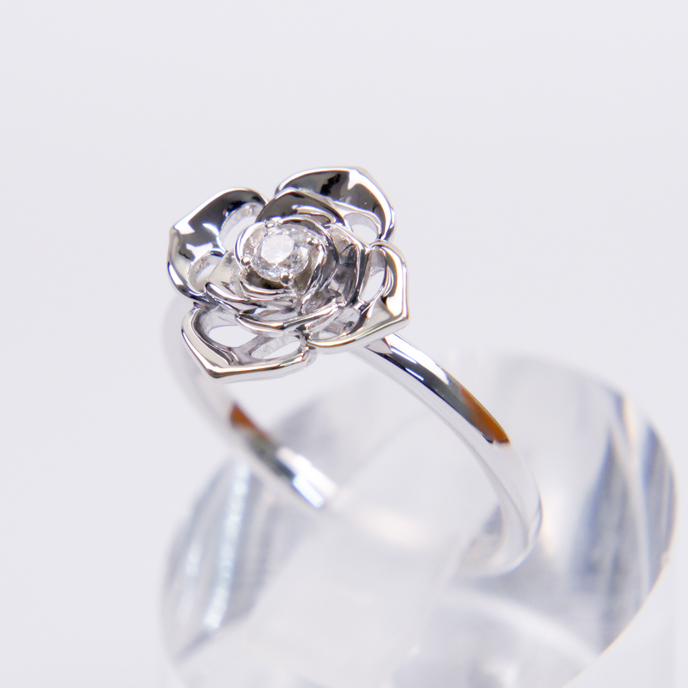 Silver Natural Zircon Flower Ring