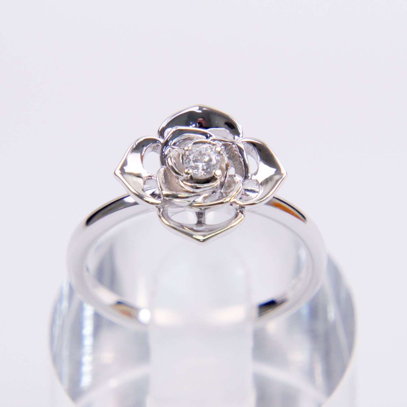 Silver Natural Zircon Flower Ring