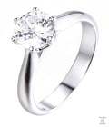 Silver ring with a large zircon on a white background