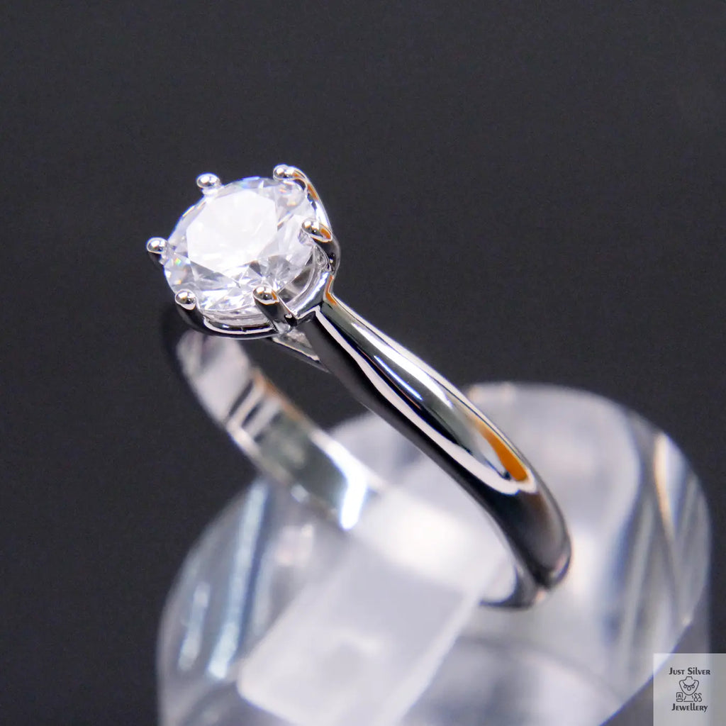 Silver Natural Zircon Solitaire Ring Just Silver Jewellery