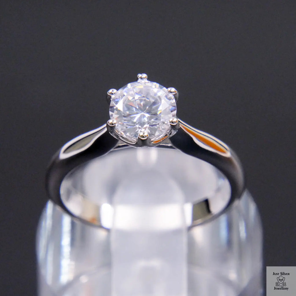 Silver Natural Zircon Solitaire Ring Just Silver Jewellery