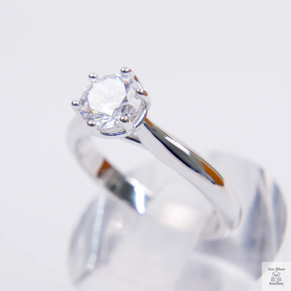 Silver Natural Zircon Solitaire Ring Just Silver Jewellery