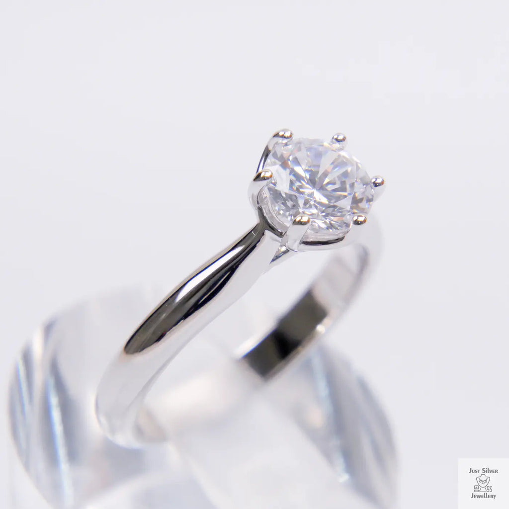 Silver Natural Zircon Solitaire Ring Just Silver Jewellery