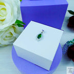 Silver Marquise cut Emerald Zirconia Gem pendant Just Silver Jewellery