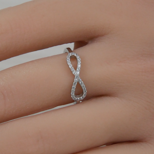 Silver White Zirconia Infinity Ring
