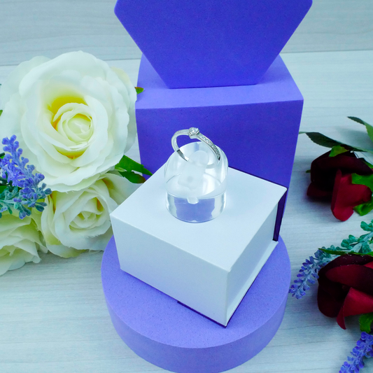 Silver Subtle White Heart shape Zirconia Ring