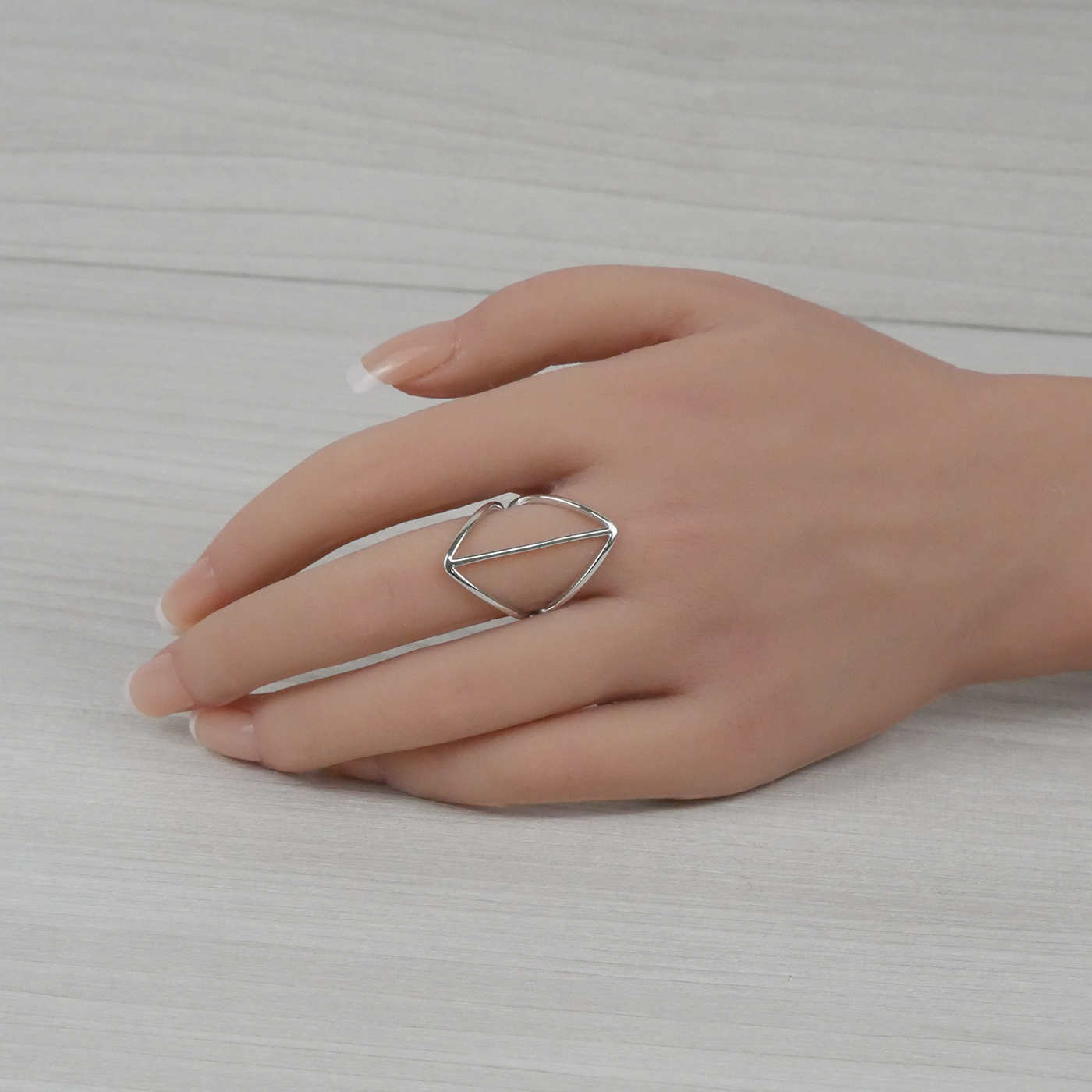 Silver Plain Geometric Ring