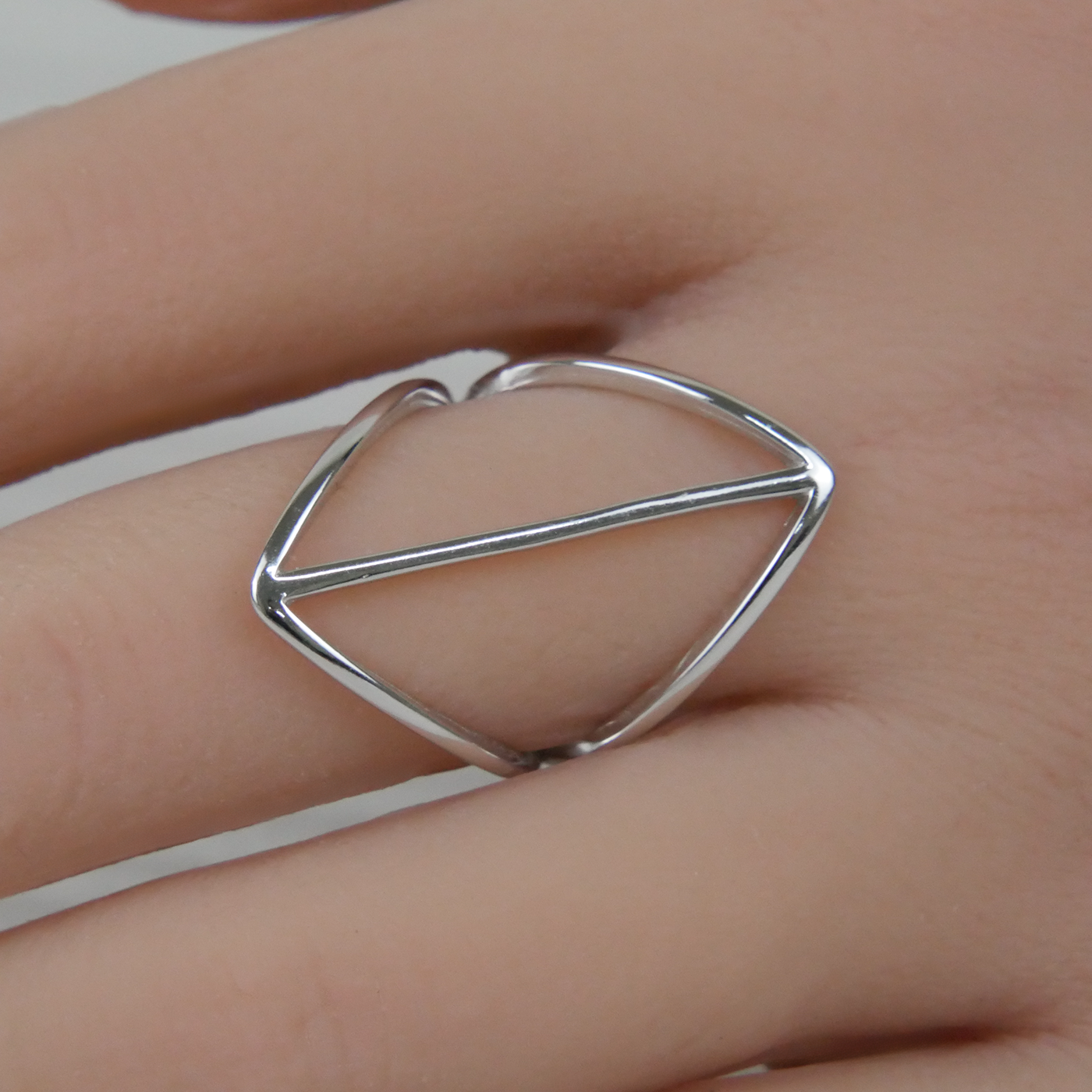 Silver Plain Geometric Ring