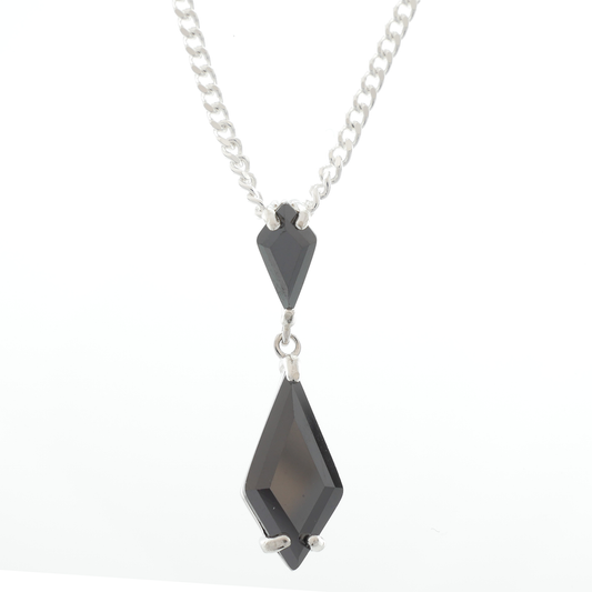 "Bridal" pendant with Black Zirconia gems & chain