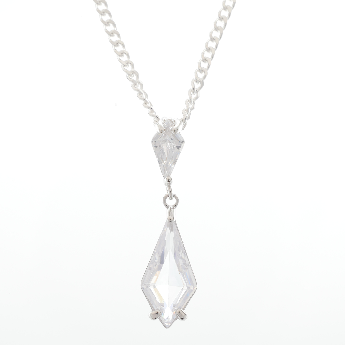 "Bridal" pendant with White Zirconia gems & chain