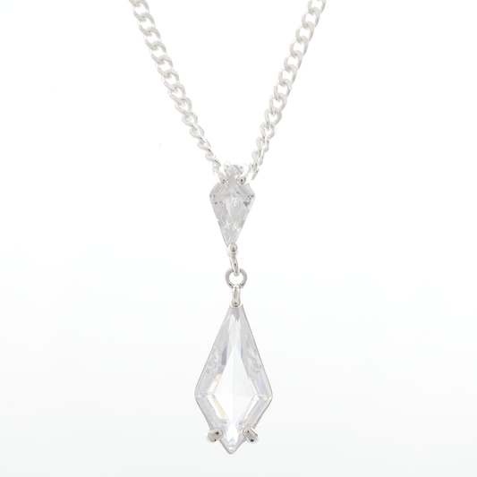 "Bridal" pendant with White Zirconia gems & chain