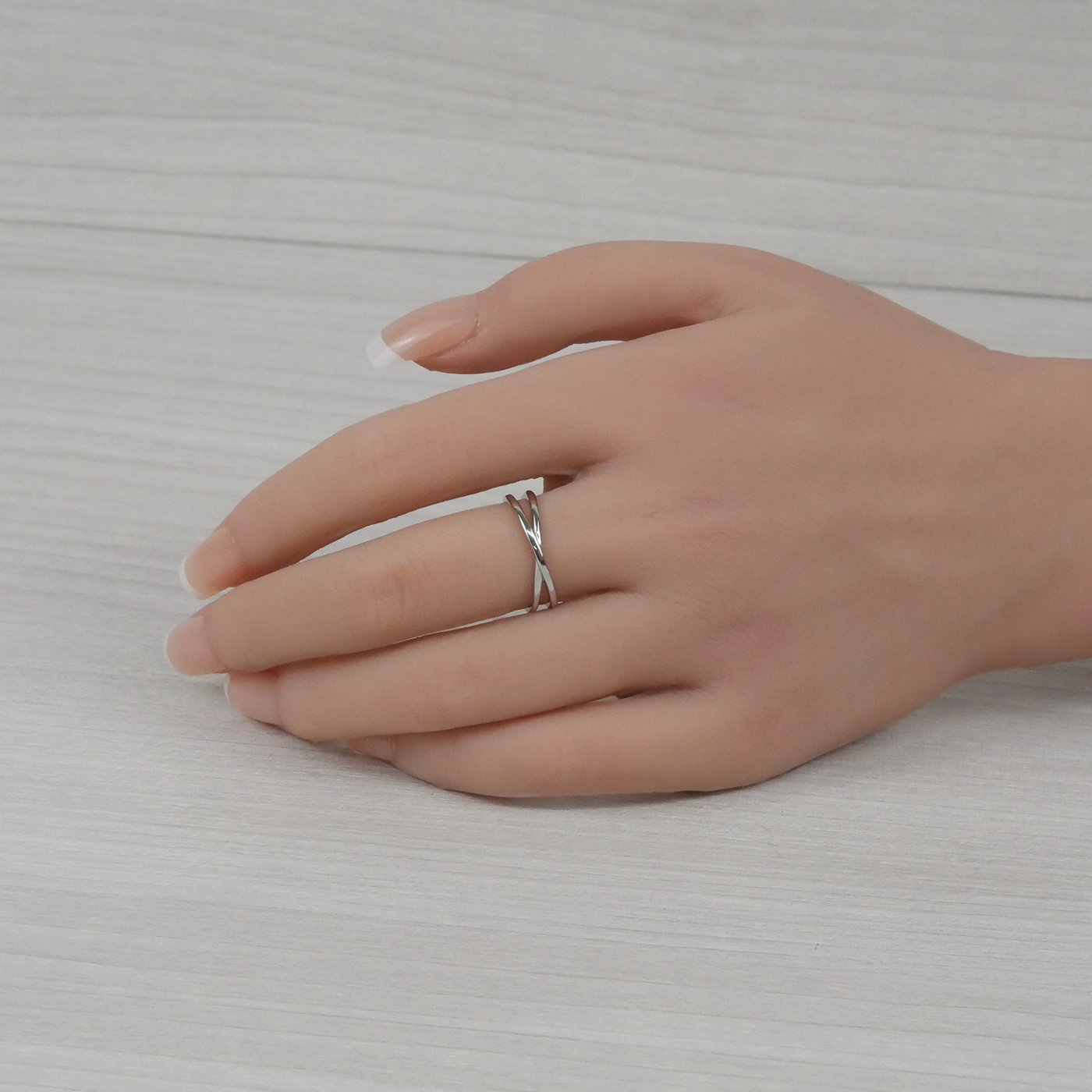 Silver Plain X Ring