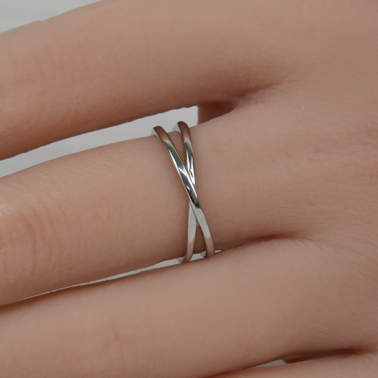 Silver Plain X Ring