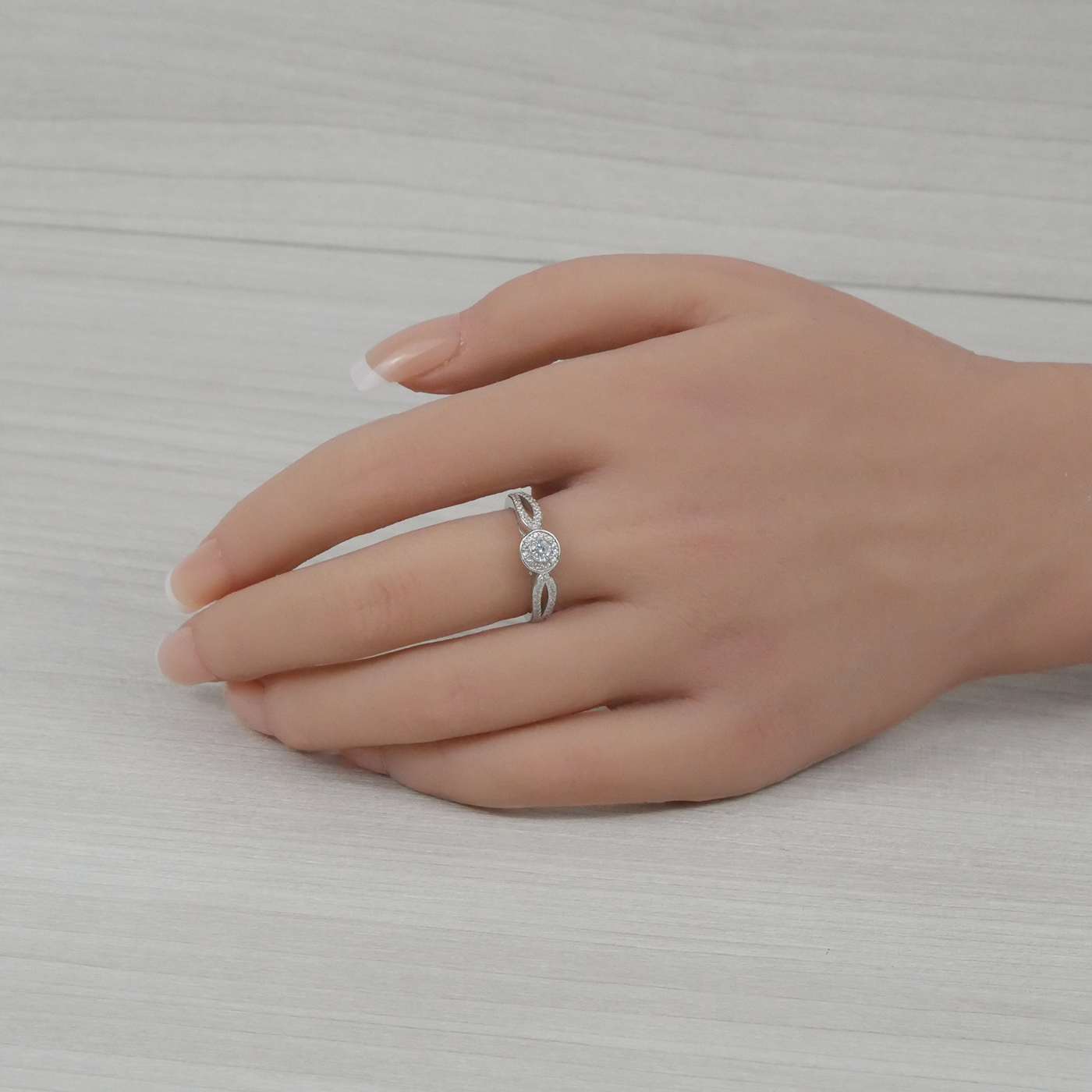 Silver White Zirconia Flower Ring