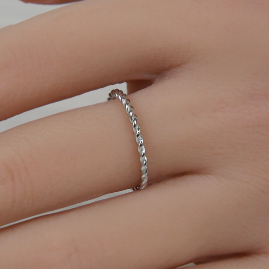 Silver Plain Rope Weave Ring