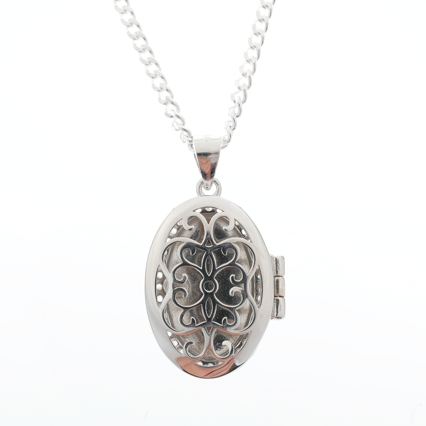 Silver Oval Locket & Chain