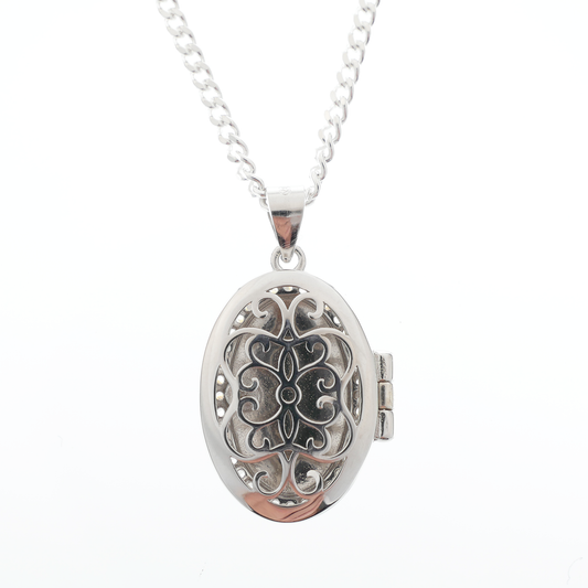 Silver Oval Locket & Chain