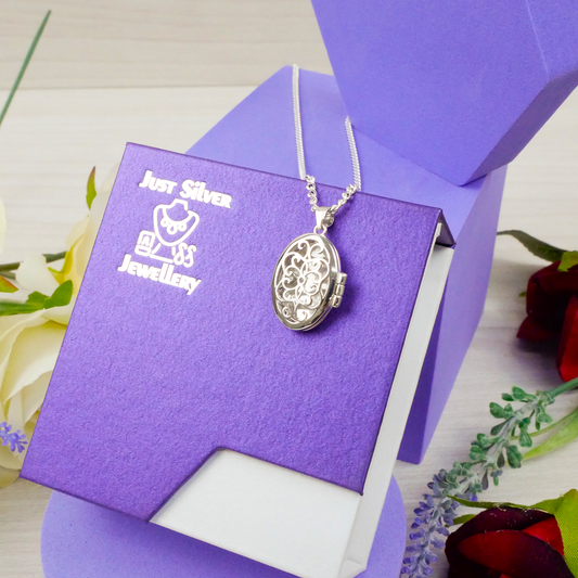 Silver Oval Locket & Chain