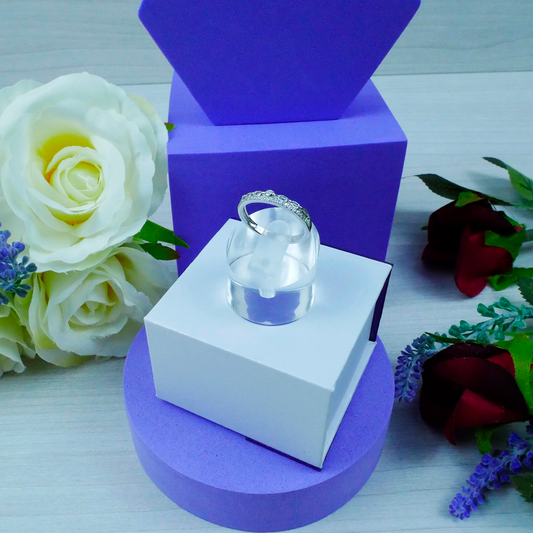 Silver Chain & Band White Zirconia Ring