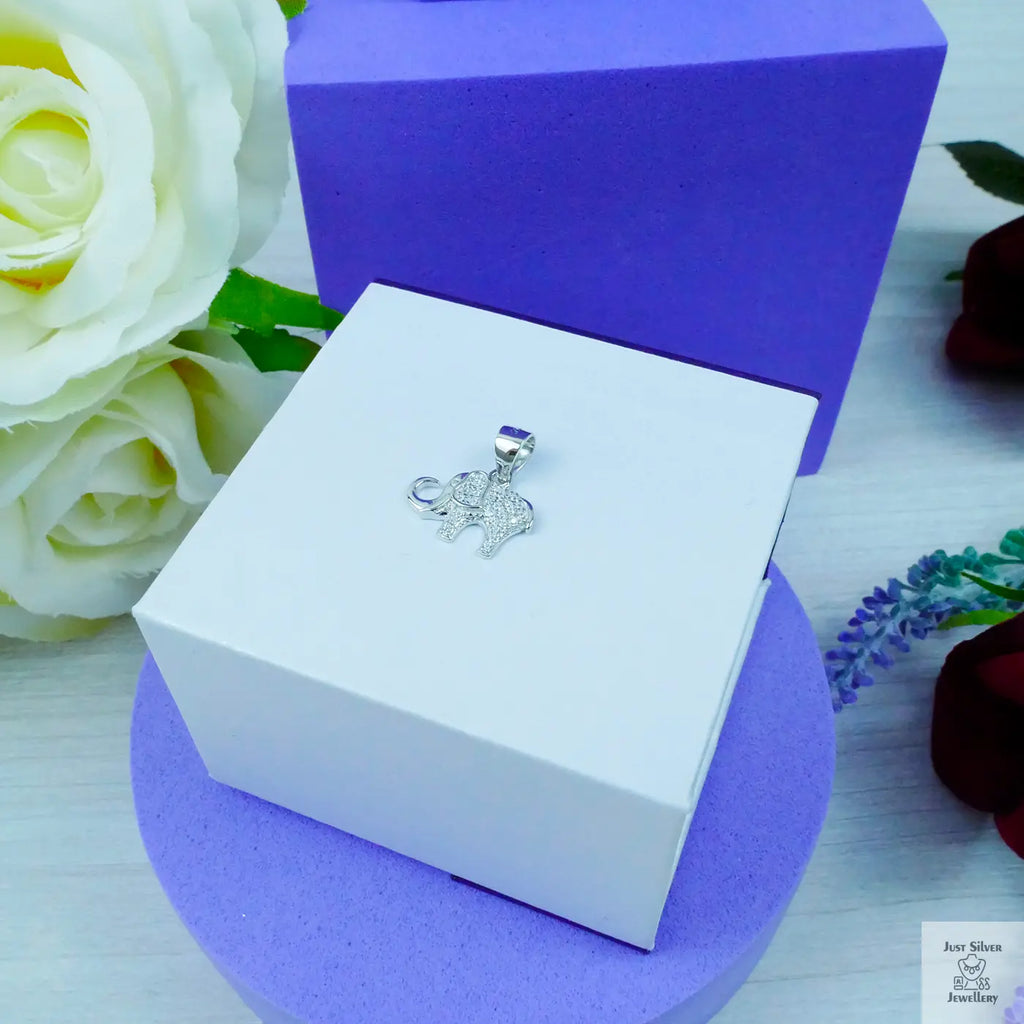 Silver "Elephant" White Zirconia Gemstones Just Silver Jewellery