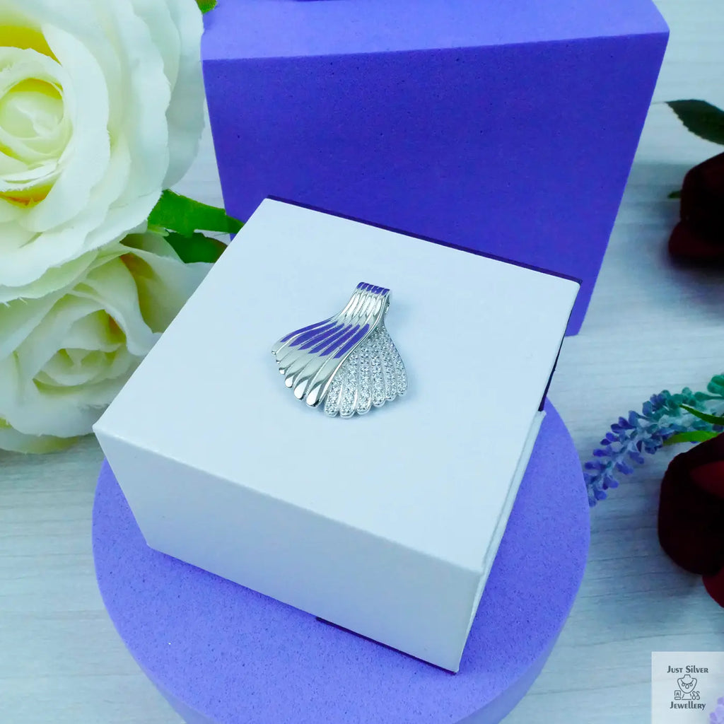 Silver "Mermaids Tale" with white Zirconia pendant Just Silver Jewellery