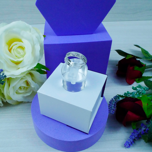 Silver Chain & Zirconia split ring