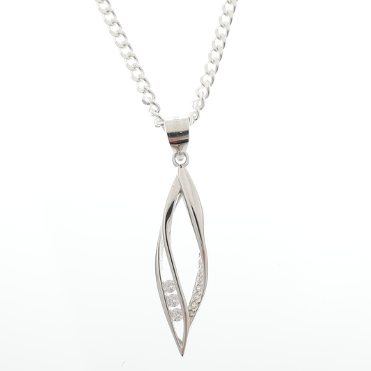 "Twist" with White Zirconia Gemstones pendant