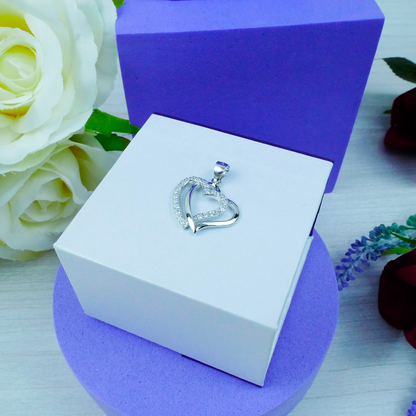 Silver "Twin Hearts Together" Zirconia pendant Just Silver Jewellery